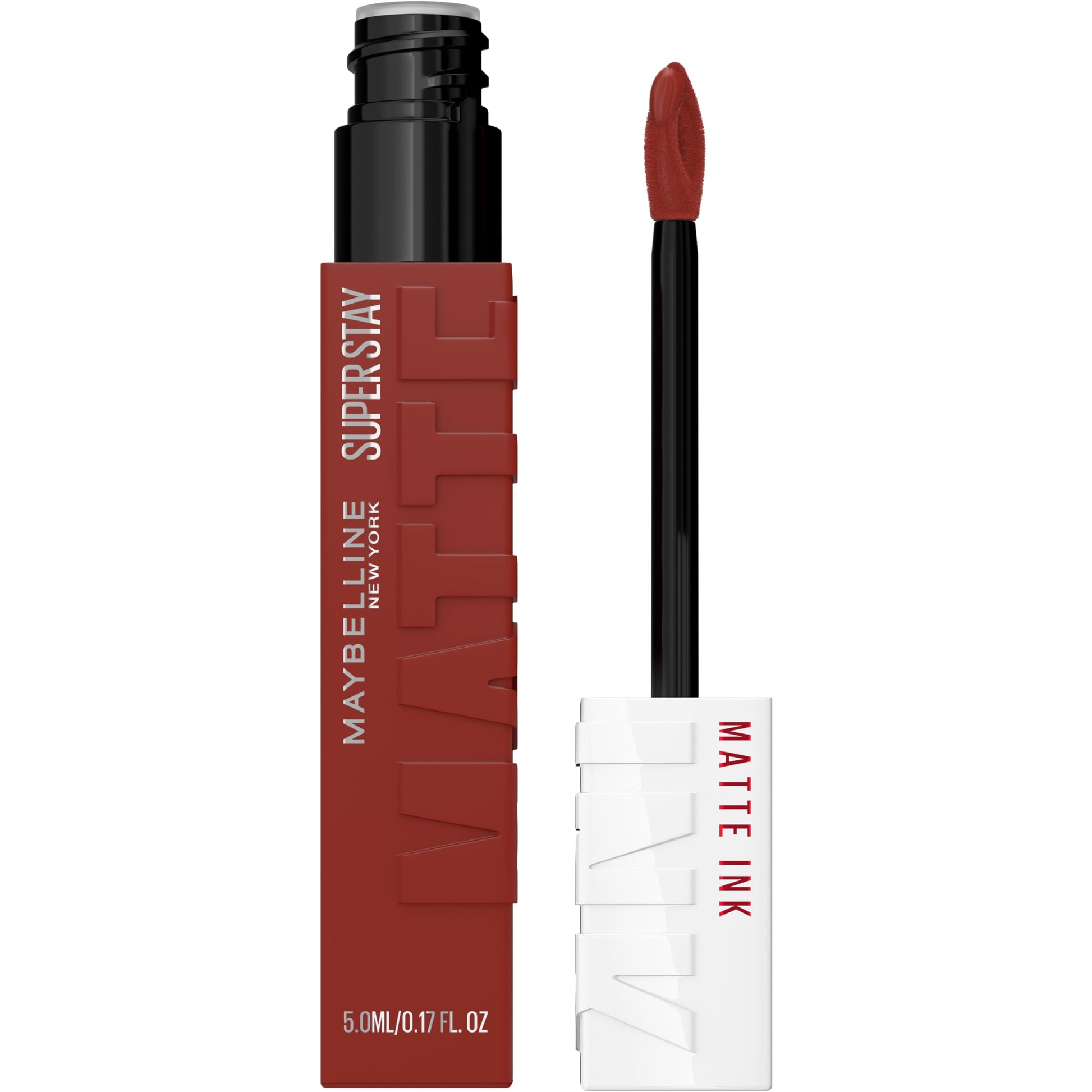 Maybelline Super Stay Matte Ink Liquid Lipstick Makeup, Long Lasting High Impact Color, Up to 16H Wear, Hustler, Red Brown, 1 Count, Packaging May Vary