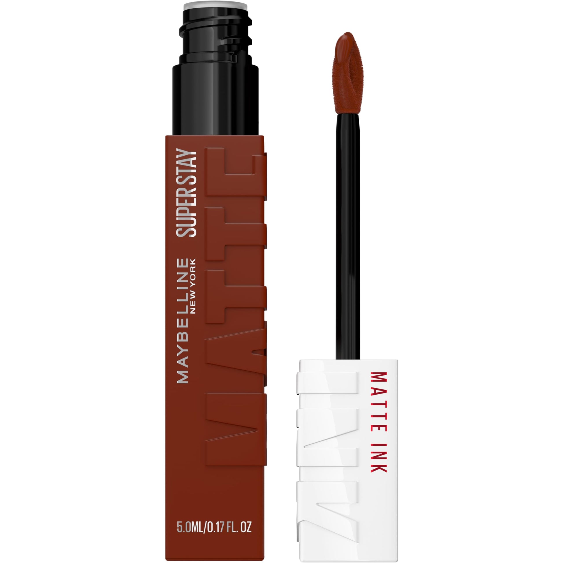 Maybelline Super Stay Matte Ink Liquid Lipstick Makeup, Long Lasting High Impact Color, Up to 16H Wear, Hustler, Red Brown, 1 Count, Packaging May Vary